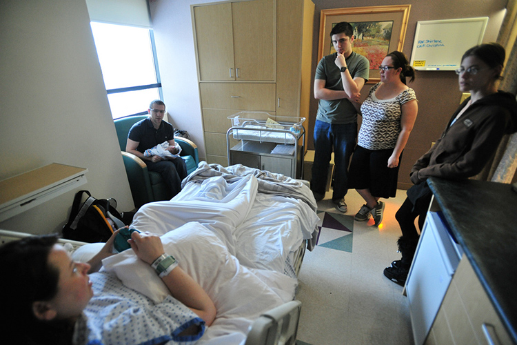 A large family in hospital.
