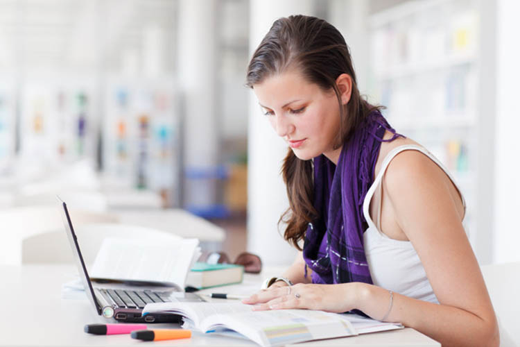 woman researching