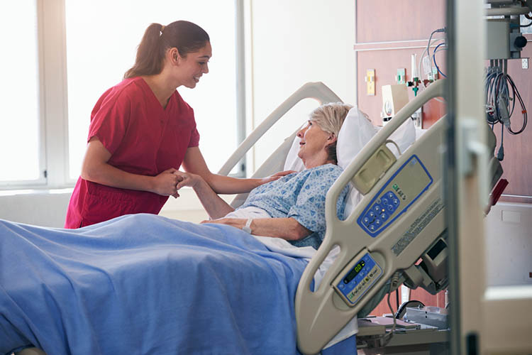 Patient communicating with nurse