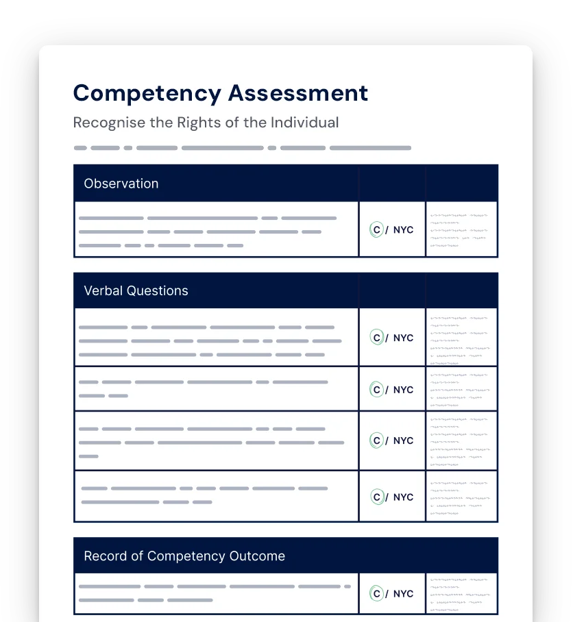 competency assessment document example