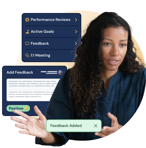 Manager using Ausmed Perform to give positive staff feedback and track performance reviews, active goals, and 1:1 meetings for workforce development and compliance